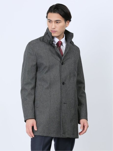 撥水防風 スタンドカラーコート ホップサック黒