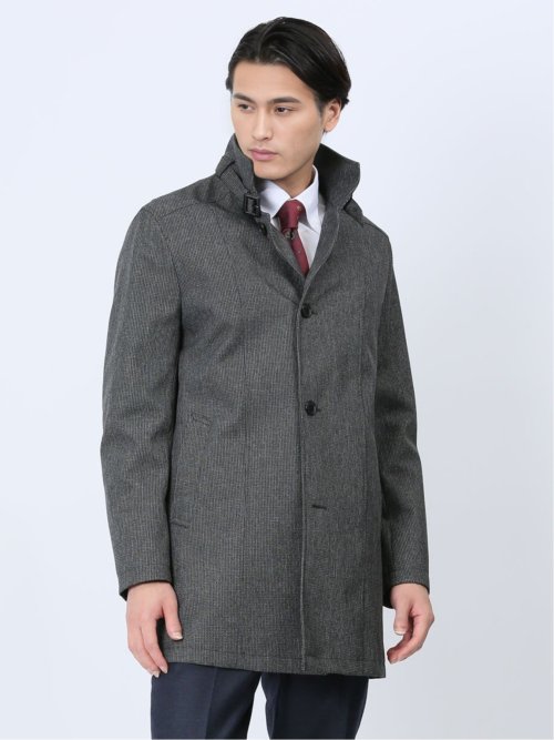 撥水防風 スタンドカラーコート ホップサック黒