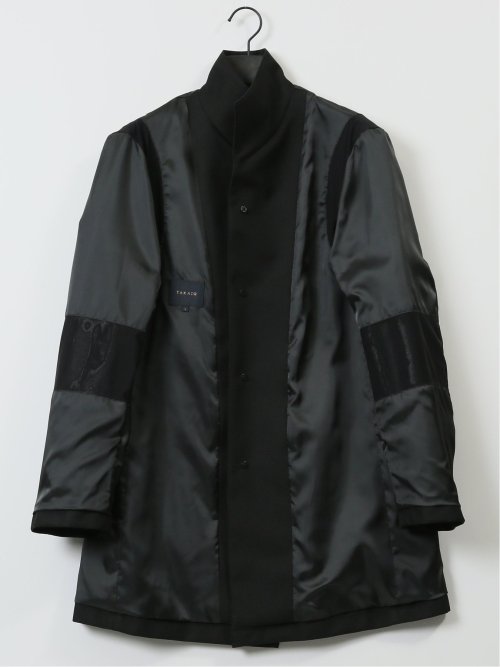 撥水防風 イタリアンカラーコート ホップサック黒