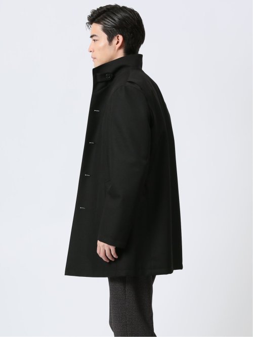 撥水防風 イタリアンカラーコート ホップサック黒
