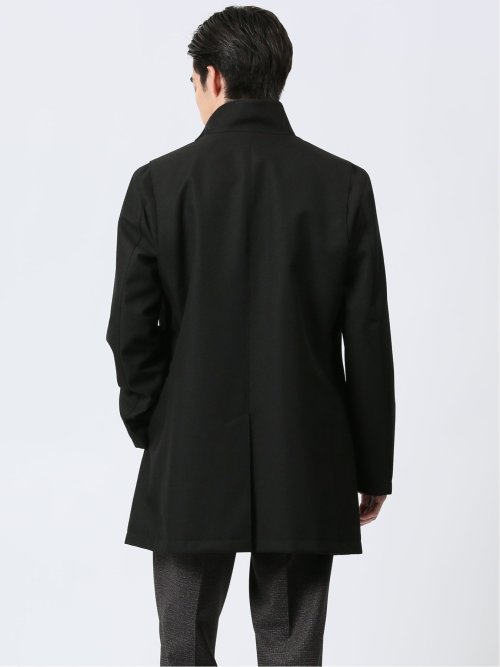 撥水防風 イタリアンカラーコート ホップサック黒