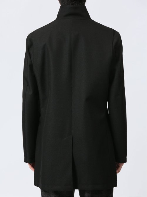 撥水防風 イタリアンカラーコート ホップサック黒