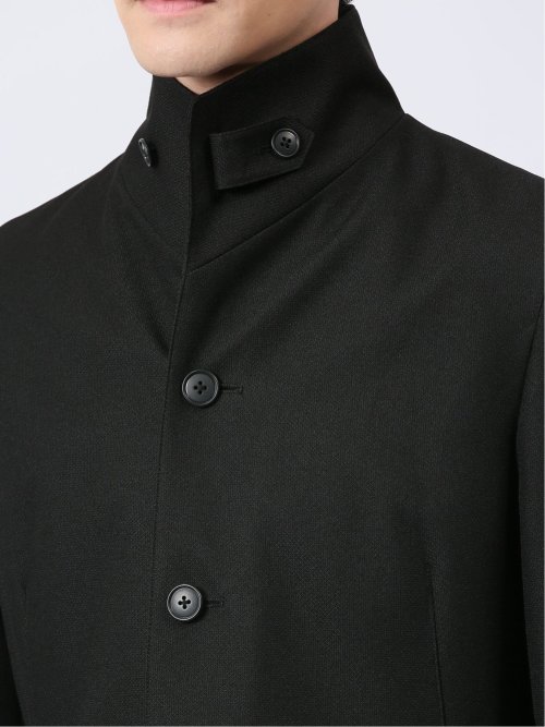 撥水防風 イタリアンカラーコート ホップサック黒