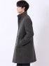 コート メンズ スタンドカラー 4ボタン ロング 尾州 ウール混 カルゼ