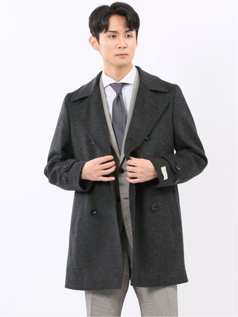 ウールビーバー ピーコート 無地グレー
