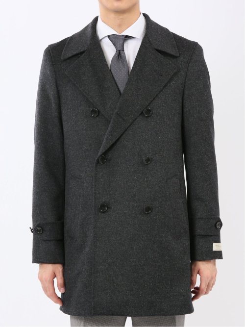 ウールビーバー ピーコート 無地グレー