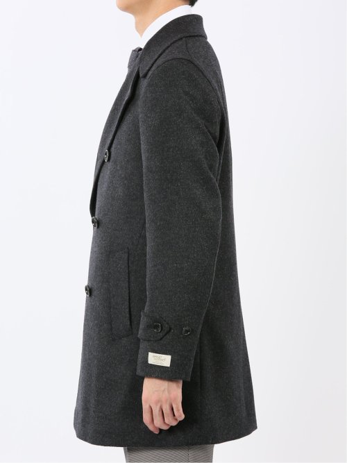 ウールビーバー ピーコート 無地グレー