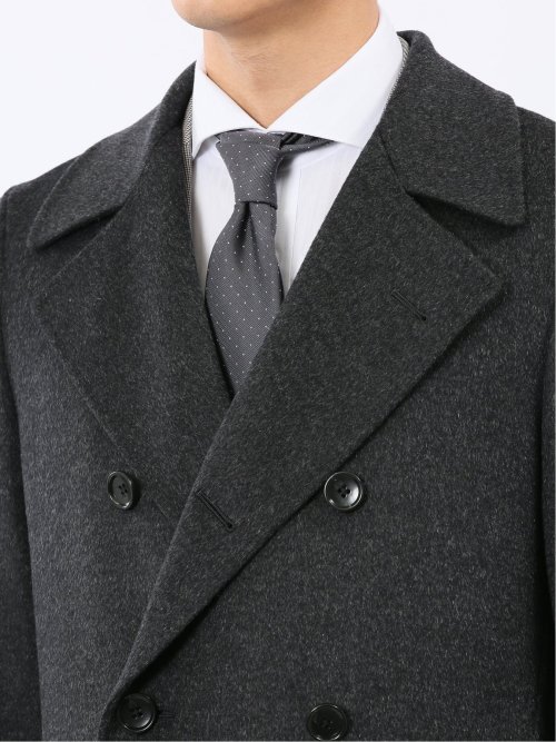 ウールビーバー ピーコート 無地グレー