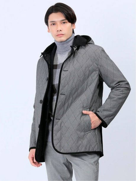フード着脱 中綿キルティングジャケット
