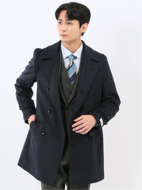 ウールビーバー ピーコート 無地紺(M 75紺): アウター/コート | TAKA-Q