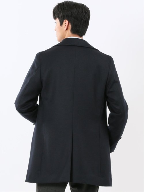 ウールビーバー ピーコート 無地紺