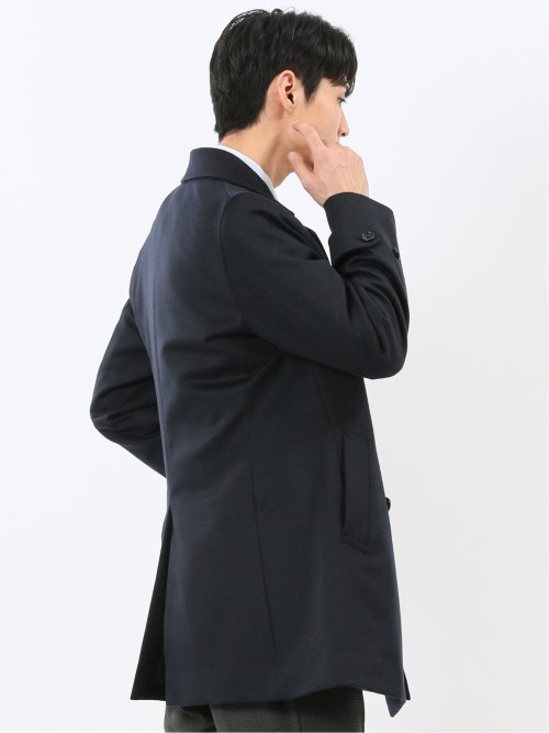 ウールビーバー ピーコート 無地紺