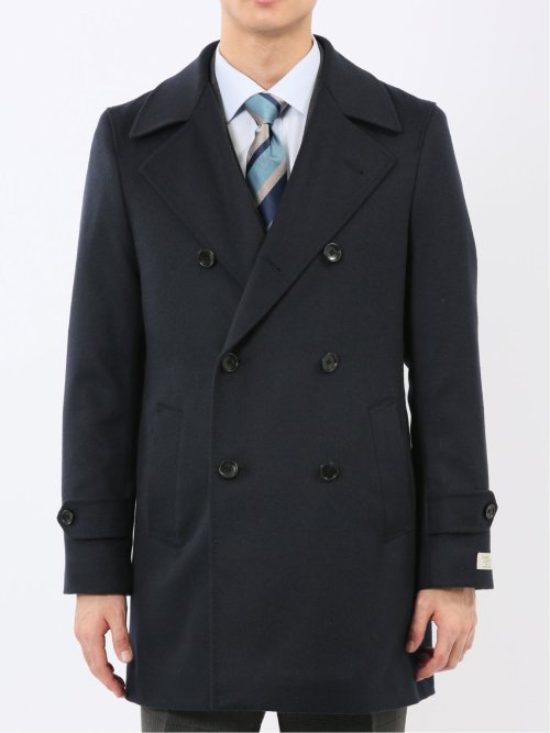 ウールビーバー ピーコート 無地紺