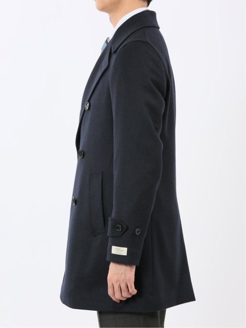 ウールビーバー ピーコート 無地紺
