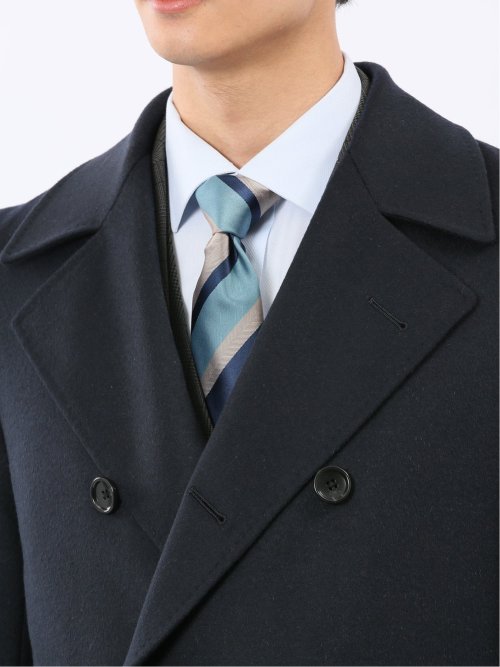 ウールビーバー ピーコート 無地紺