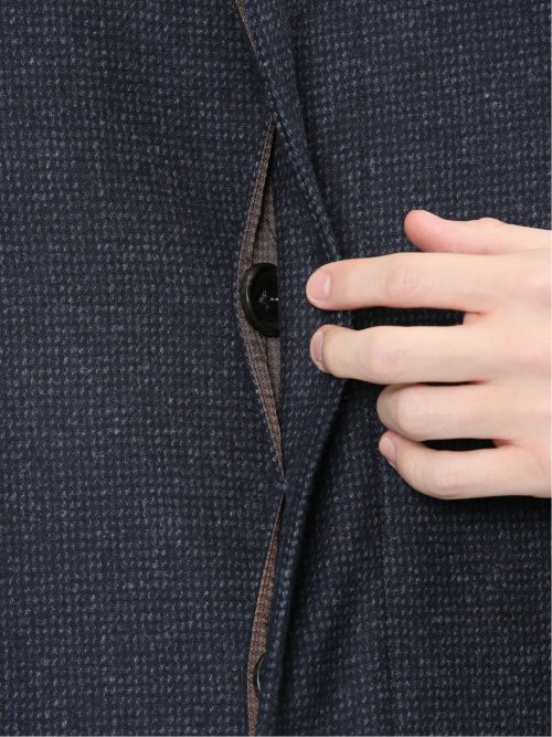 ウール混 スタンドコート 組織紺