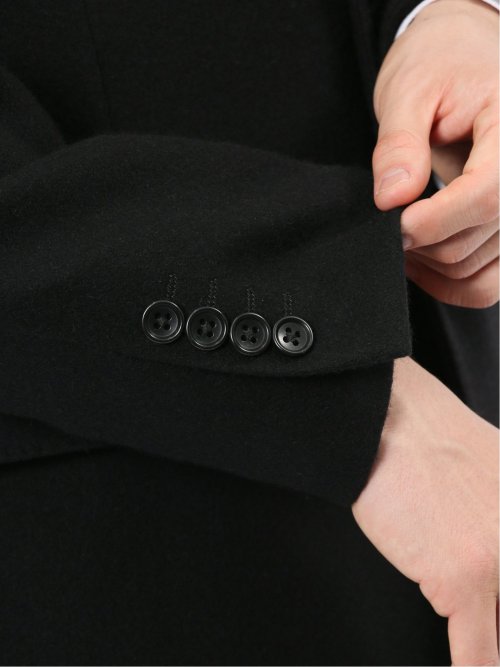 ウール混 チェスターコート 無地黒