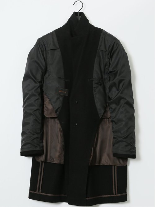 ウール混 チェスターコート 無地黒