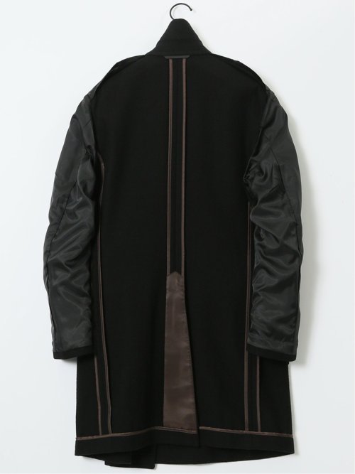 ウール混 チェスターコート 無地黒