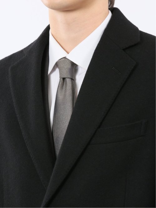 ウール混 チェスターコート 無地黒