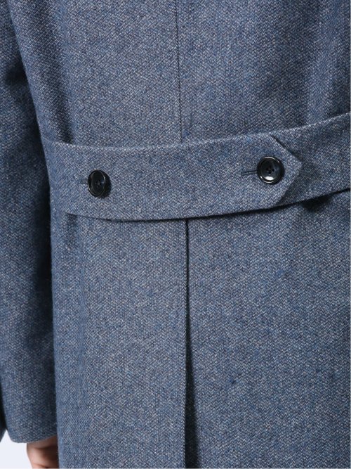 ウール混 ポロコート 組織青