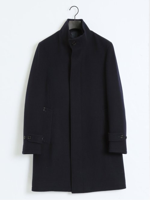 ウール混 スタンドコート 紺