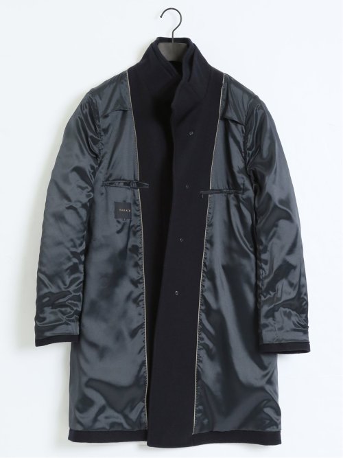 ウール混 スタンドコート 紺