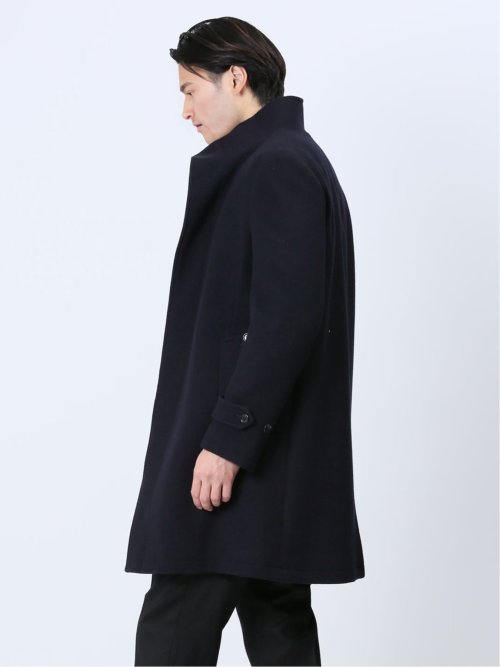 ウール混 スタンドコート 紺