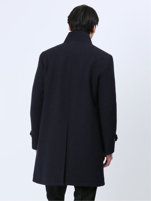 ウール混 スタンドコート 紺