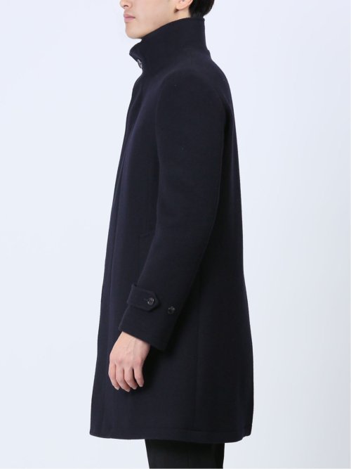 ウール混 スタンドコート 紺