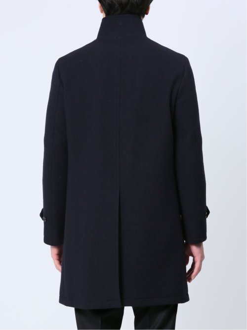 ウール混 スタンドコート 紺