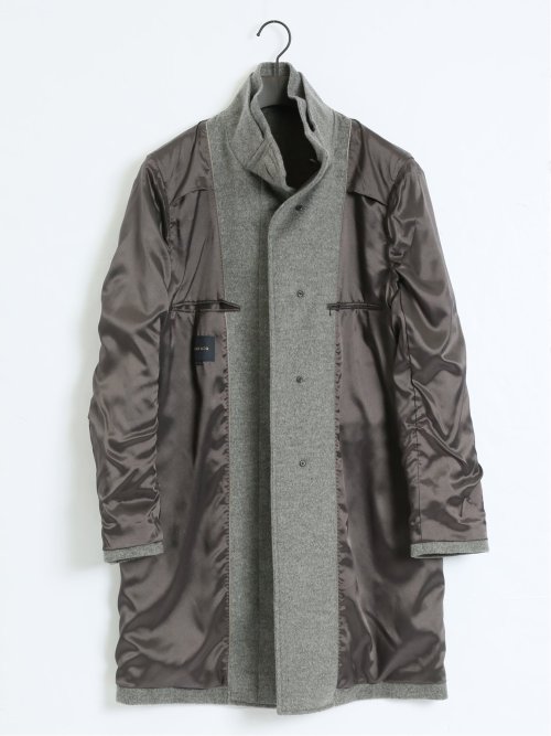 カシミヤアンゴラ混ウール スタンドコート ライトグレー