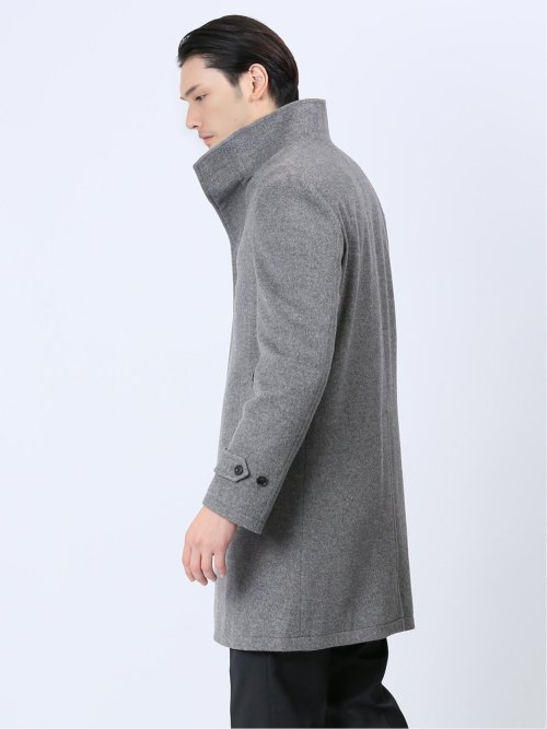カシミヤアンゴラ混ウール スタンドコート ライトグレー