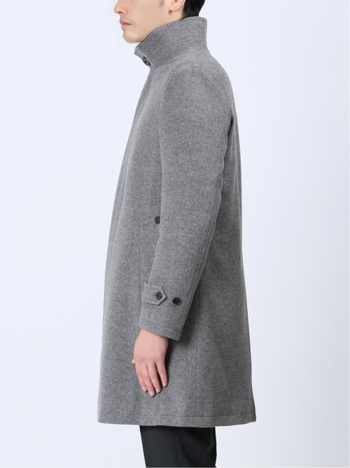 カシミヤアンゴラ混ウール スタンドコート ライトグレー