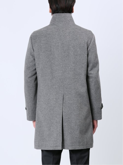 カシミヤアンゴラ混ウール スタンドコート ライトグレー