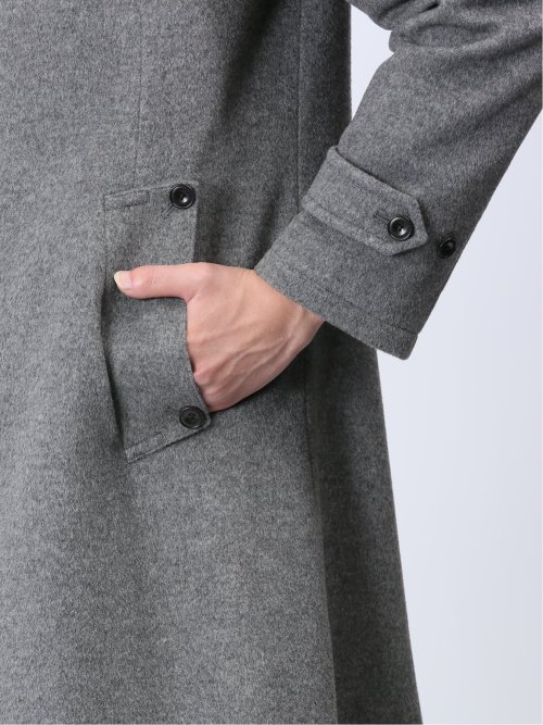 カシミヤアンゴラ混ウール スタンドコート ライトグレー
