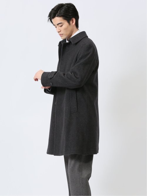 ウール混 ステンカラーコート カルゼグレー