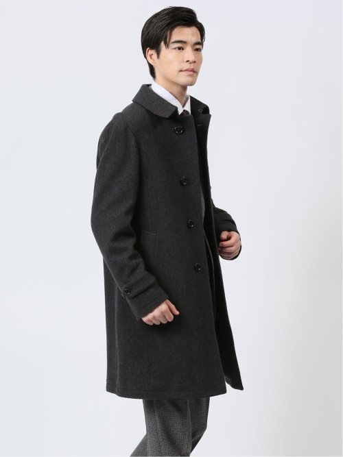ウール混 ステンカラーコート カルゼグレー