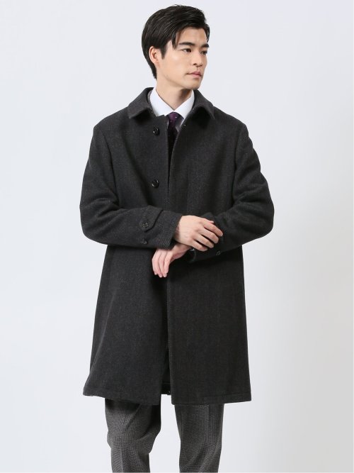 ウール混 ステンカラーコート カルゼグレー