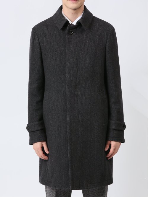 ウール混 ステンカラーコート カルゼグレー
