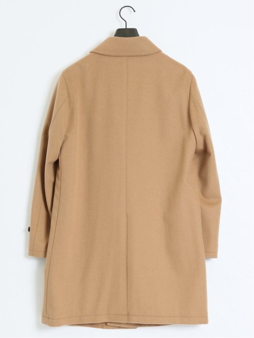 カシミヤアンゴラ混ウール ステンカラーコート キャメル