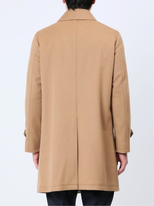 カシミヤアンゴラ混ウール ステンカラーコート キャメル