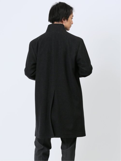 ウール混 スタンドコート カルゼ黒