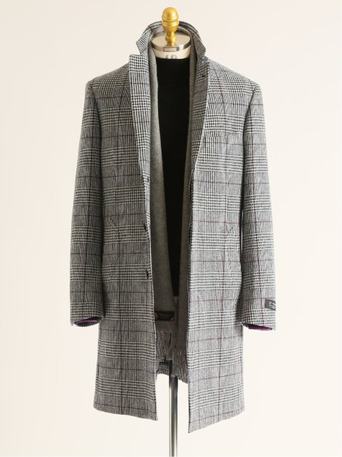 インポートウール混 グレンプレイド チェスターコート