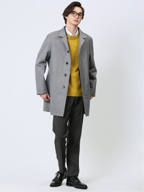 防風 ウィングカラーコート へリンボンライトグレー