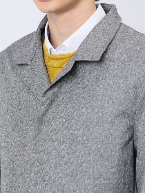 防風 ウィングカラーコート へリンボンライトグレー