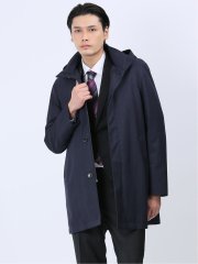 3WAY フーデッドコート へリンボン紺