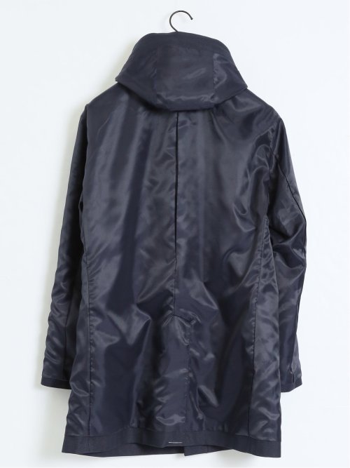 3WAY フーデッドコート へリンボン紺