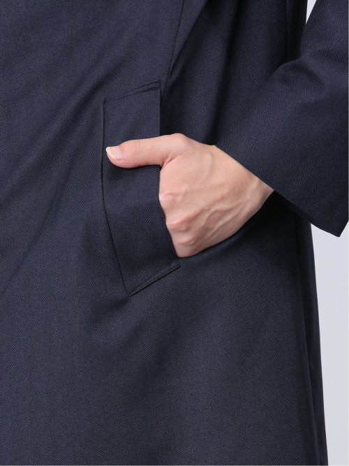 3WAY フーデッドコート へリンボン紺