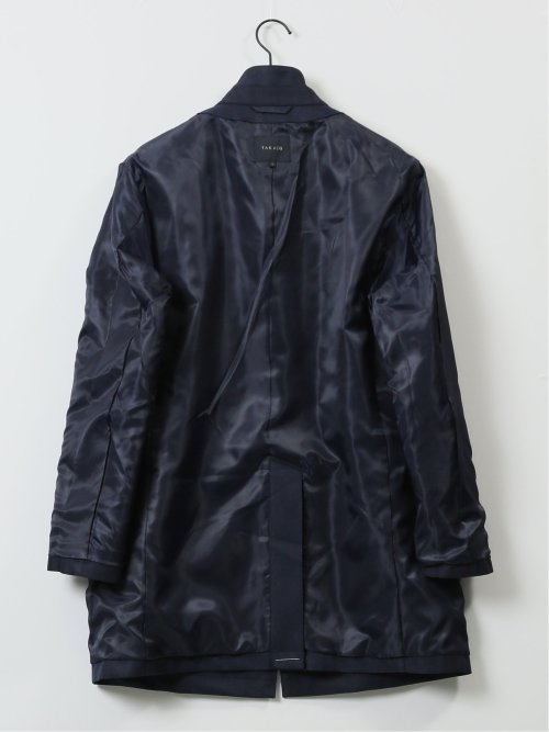 防風 ウィングカラーコート へリンボン紺